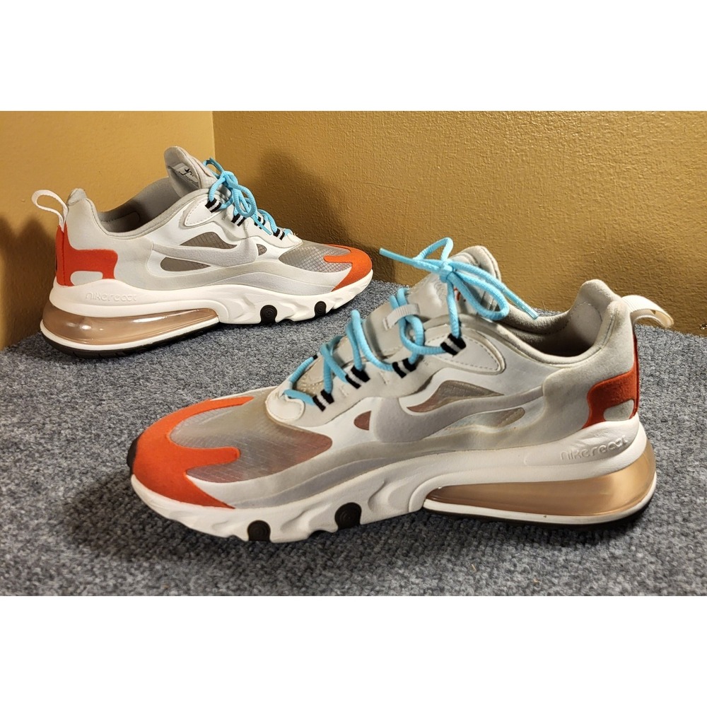 Nike Air Max 270 React "Mid-Century Art" Shoes Beige/White/Orange Men's Size 10 - Picture 2 of 7